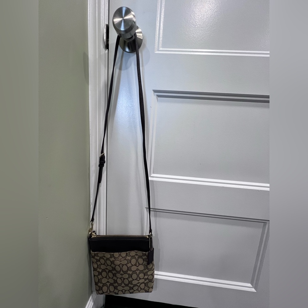 Coach Black and Tan Signature Crossbody Bag